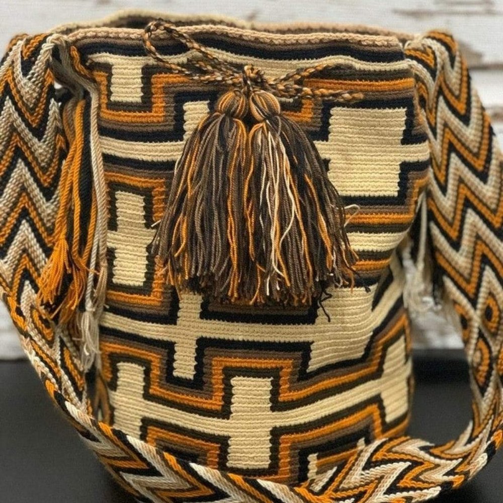 Mustard Multi Tribal Wayuu Mochila Bag